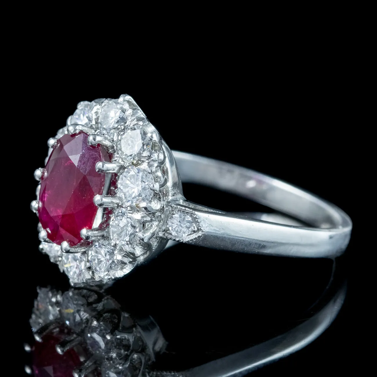 Edwardian Style Ruby Diamond Cluster Ring 1.5ct Ruby