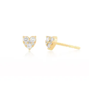 EF Collection Full Cut Diamond Mini Heart Earrring