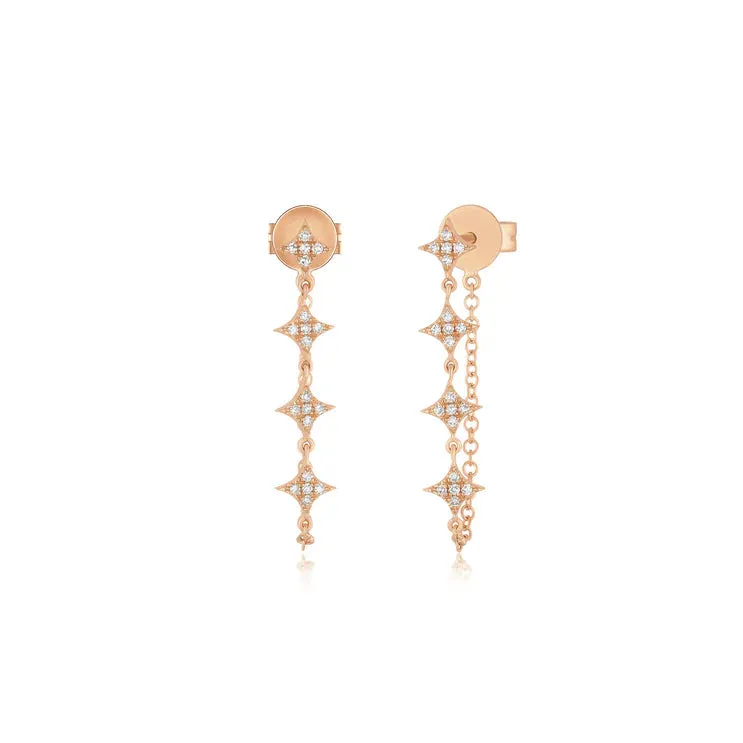 EF Collection Multi Diamond Sparkle Chain Stud Earring