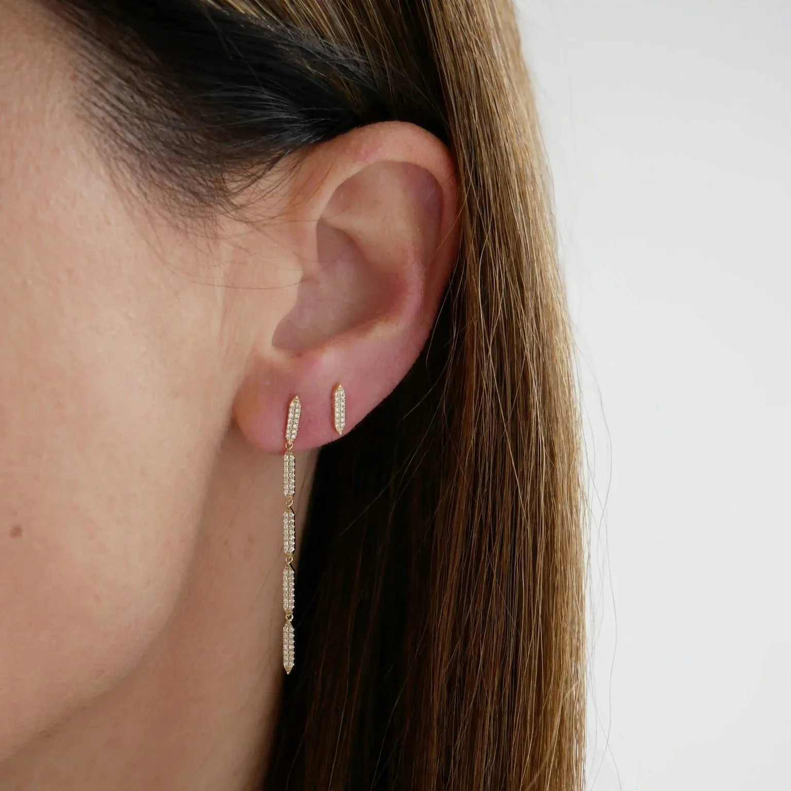 EF Collection Pavé Diamond "On Point" Stud Earring