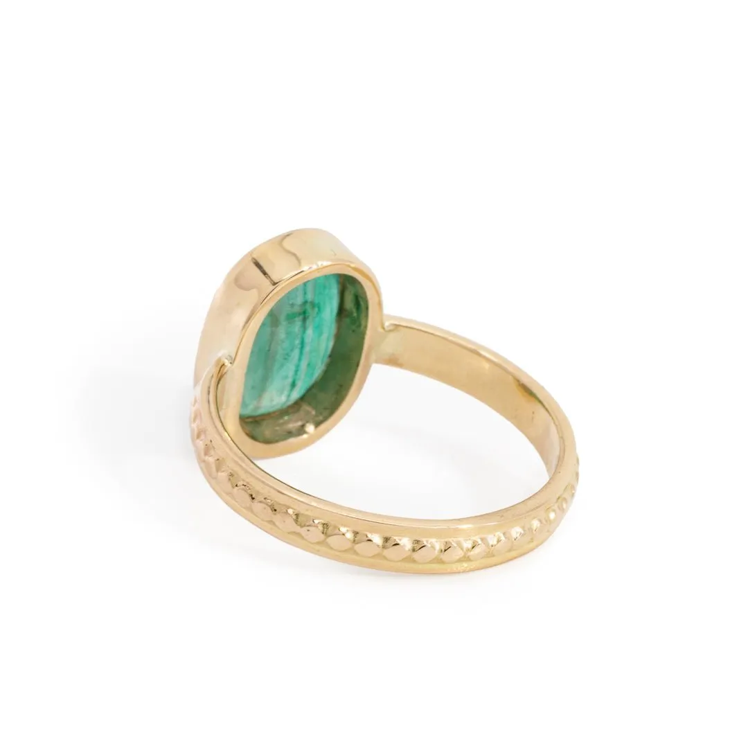Emerald 2 Carat Scissor Cut 14k Handcrafted Millgrain Band Gemstone Ring
