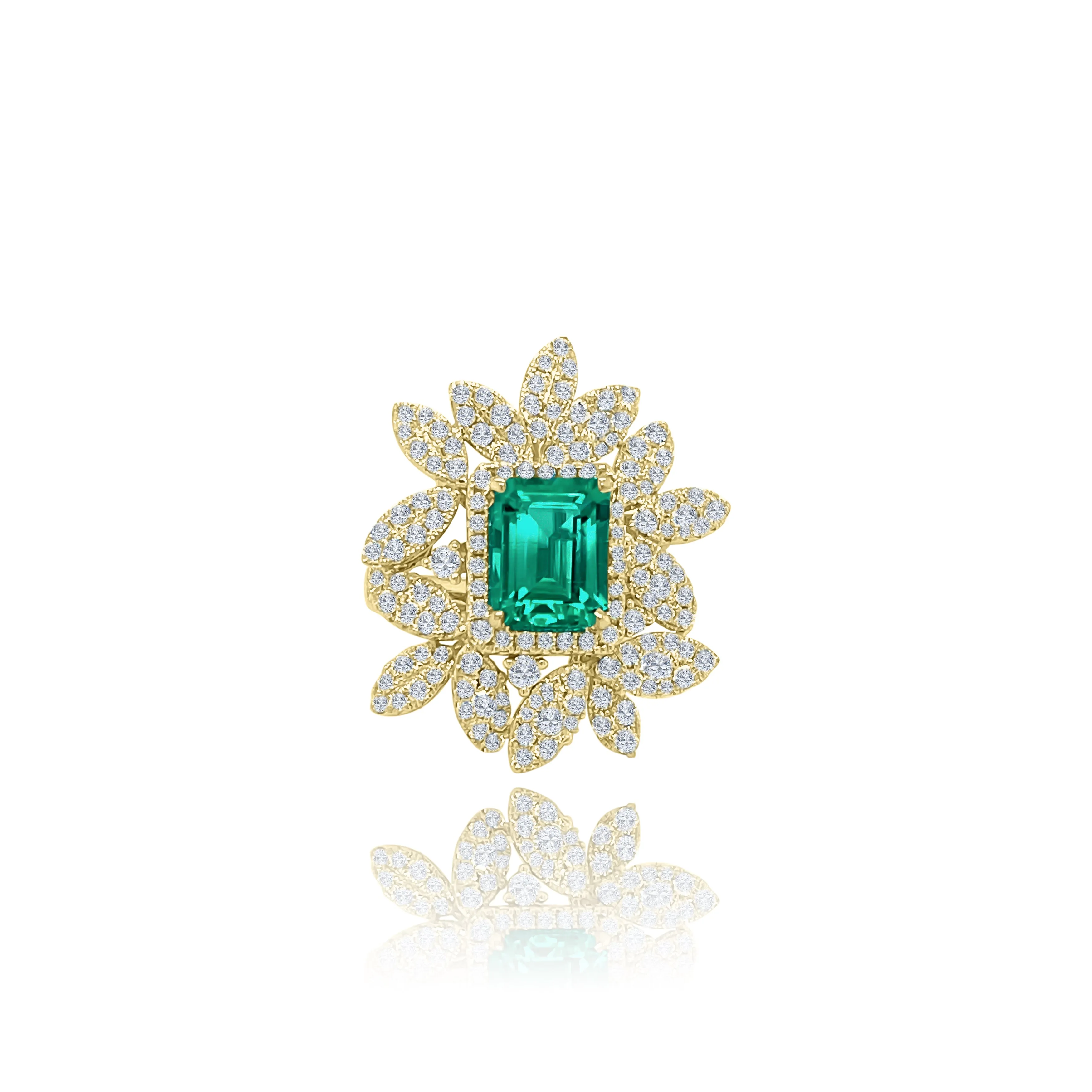 Emerald & Diamonds "Petals" Ring