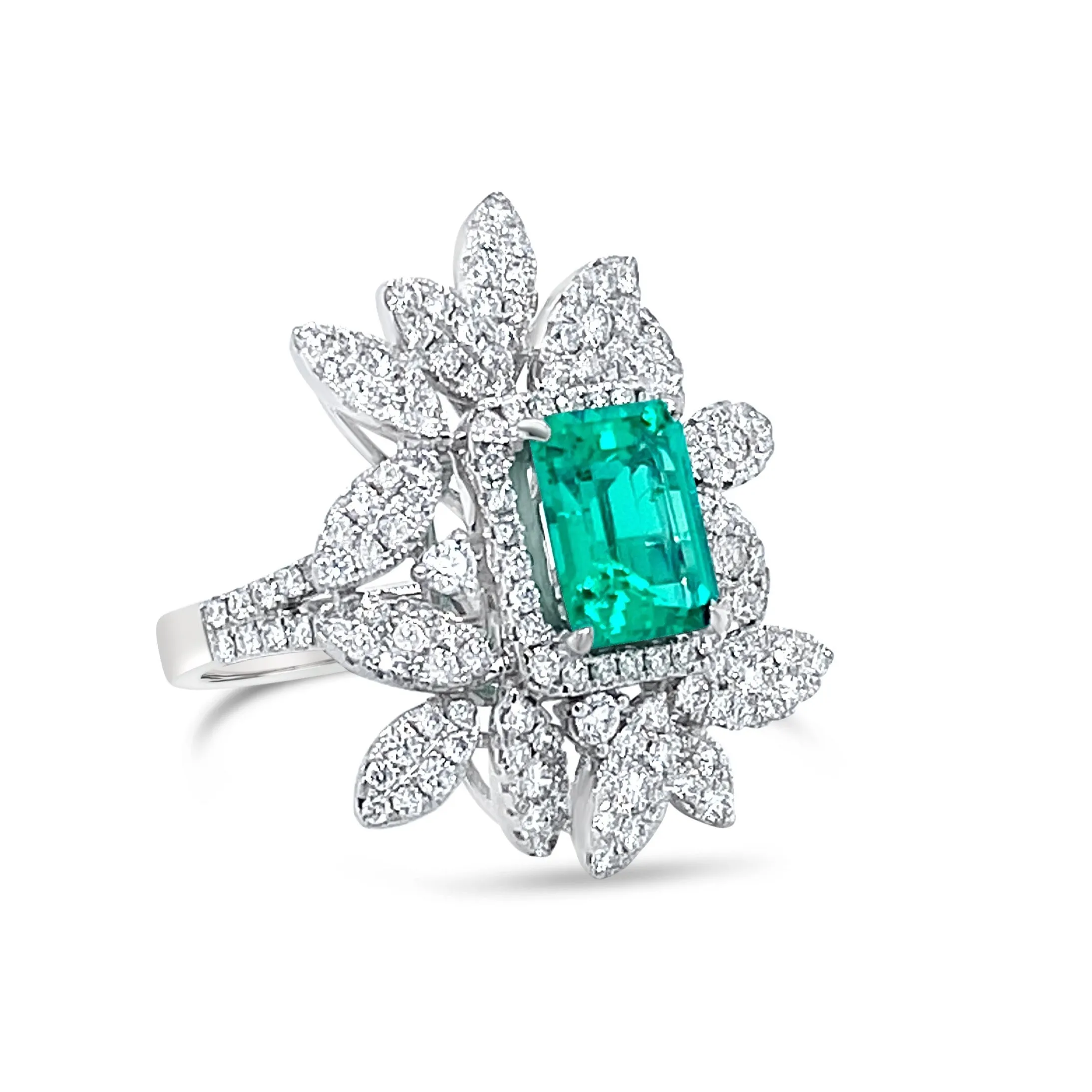 Emerald & Diamonds "Petals" Ring