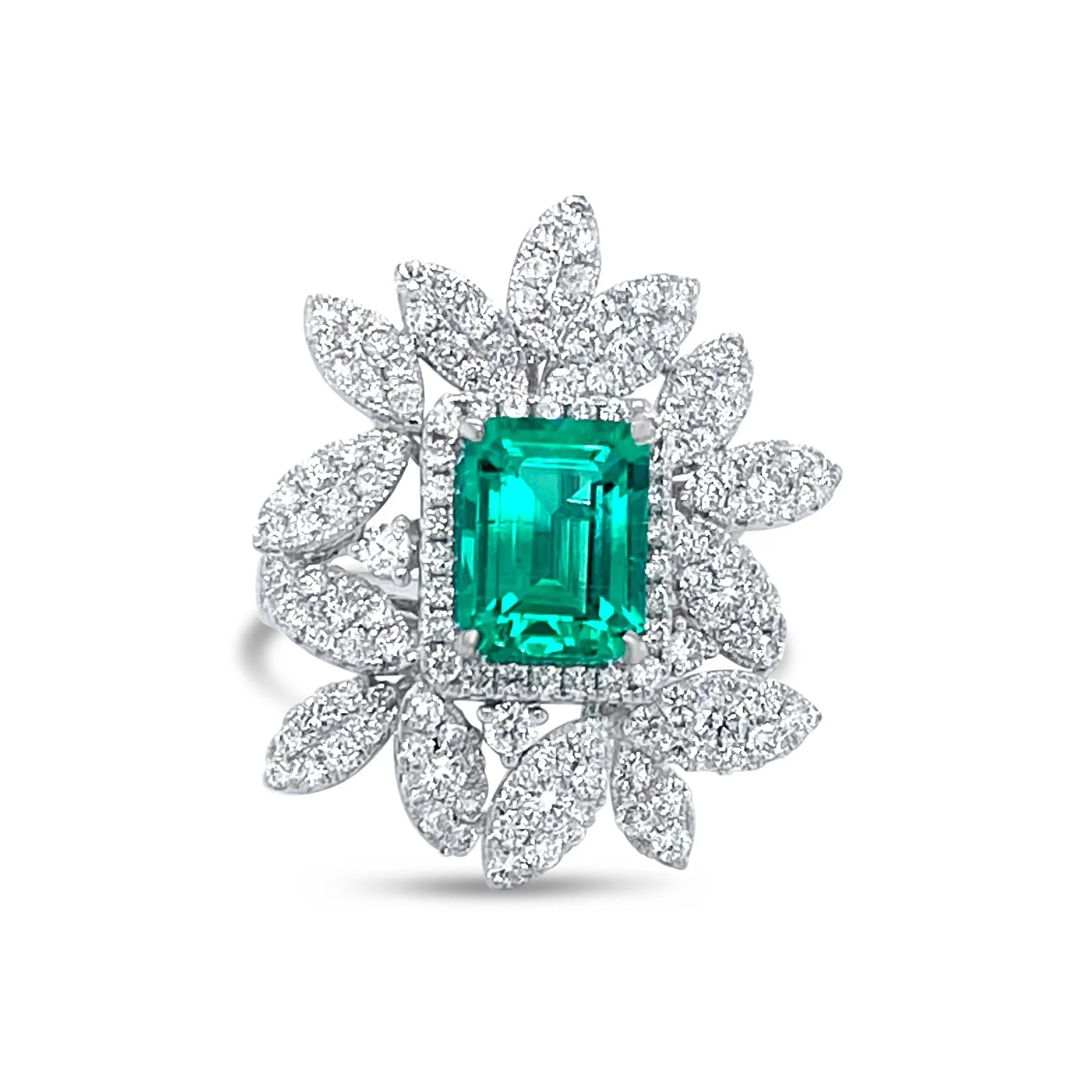 Emerald & Diamonds "Petals" Ring