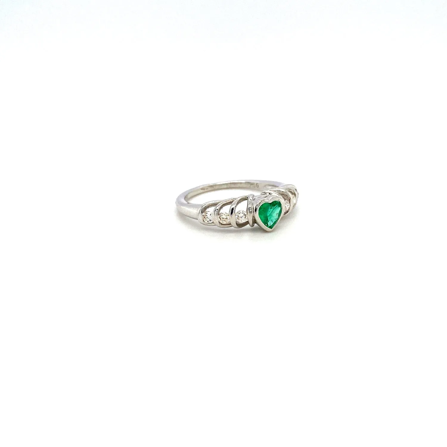 Emerald and Diamond Ring in 18K White Gold - KGR 12682