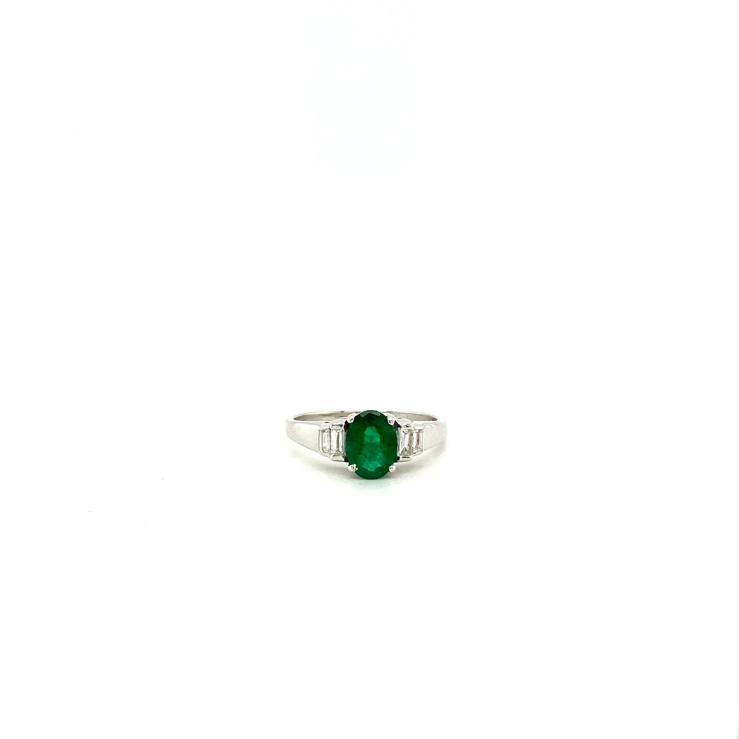 Emerald and Diamond Ring in 18K White Gold - KGR 16773