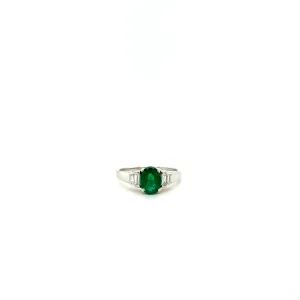 Emerald and Diamond Ring in 18K White Gold - KGR 16773