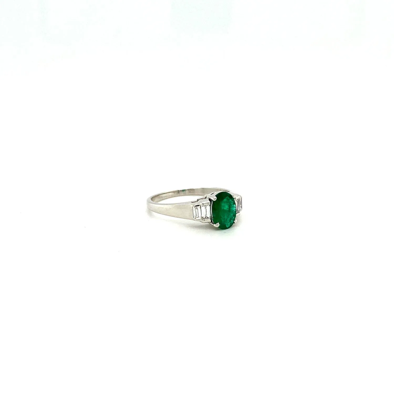 Emerald and Diamond Ring in 18K White Gold - KGR 16773