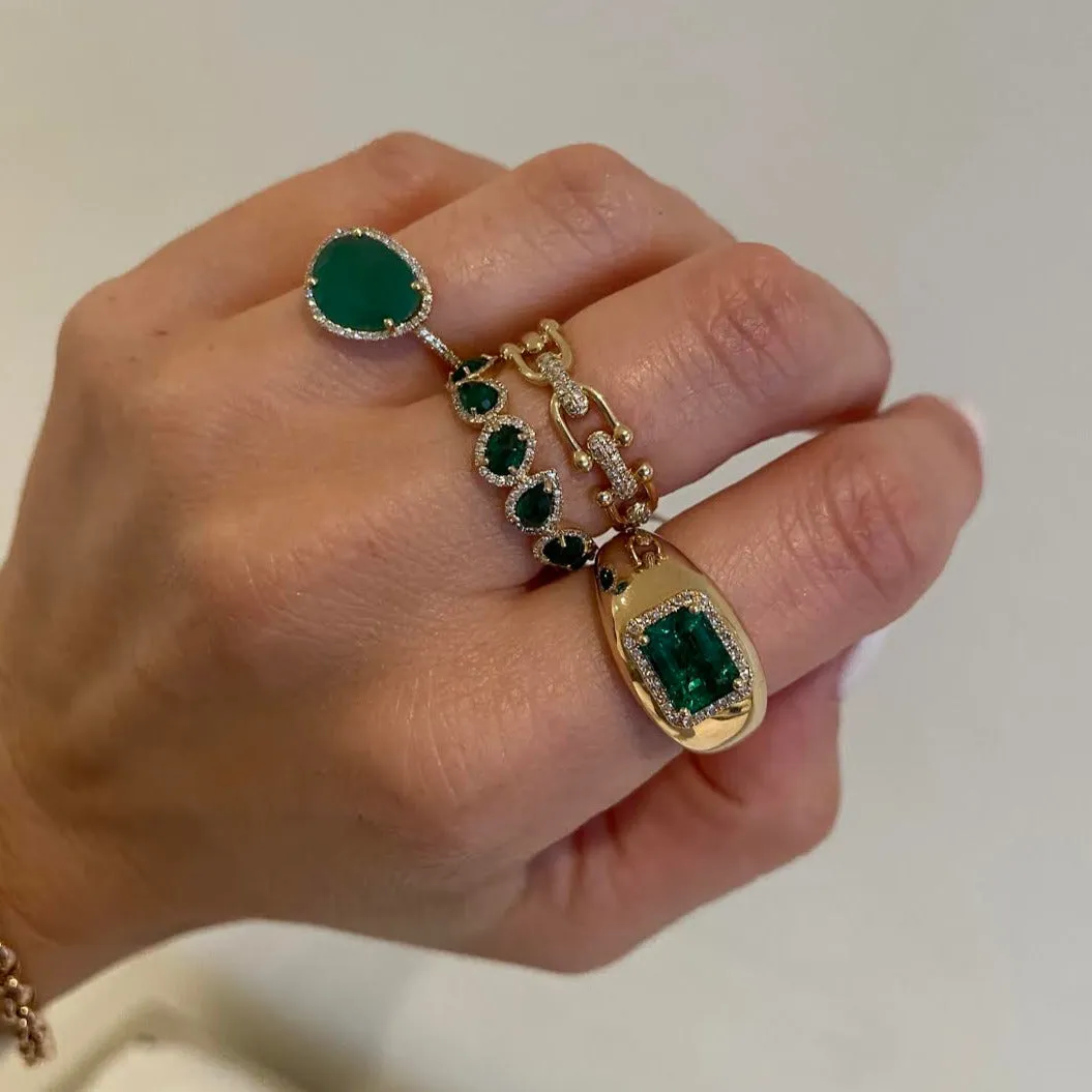 Emerald Boho Diamond Ring