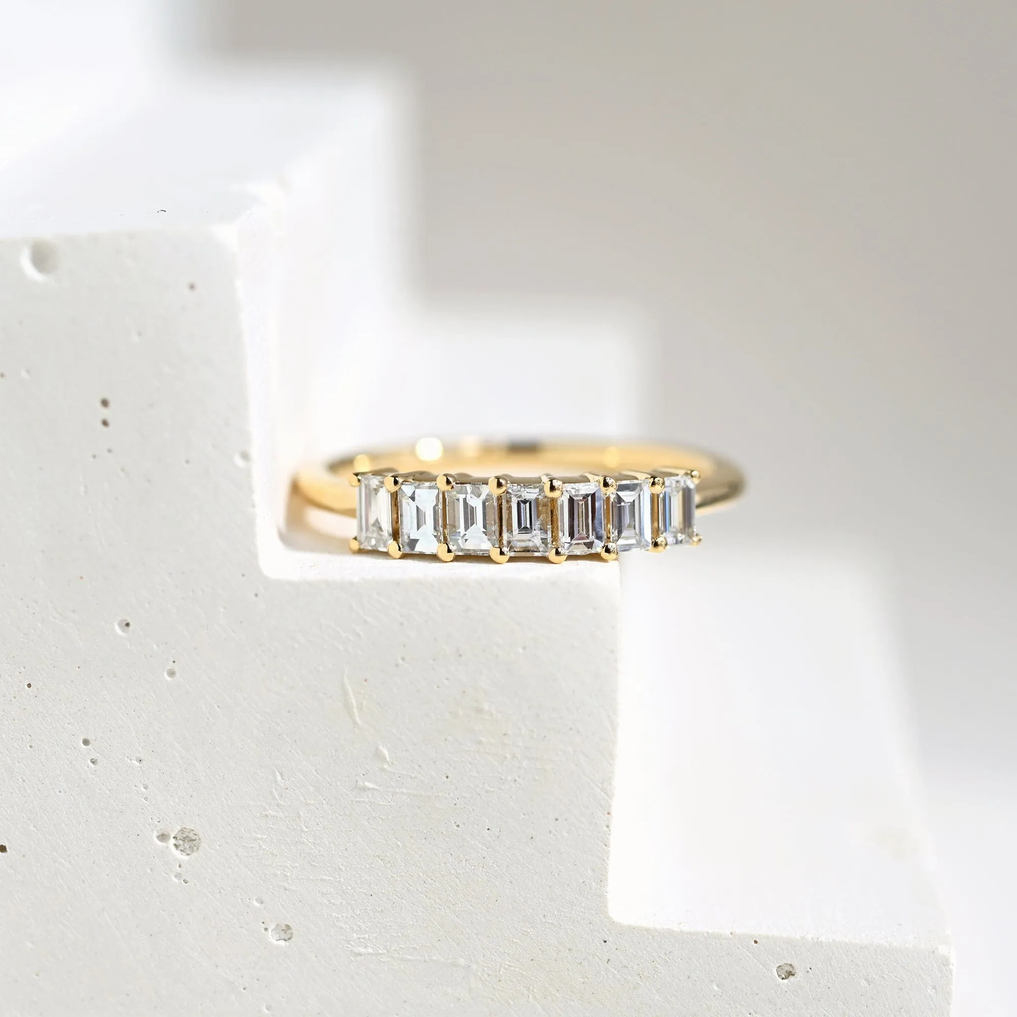 Emerald-Cut Diamond Demi Band