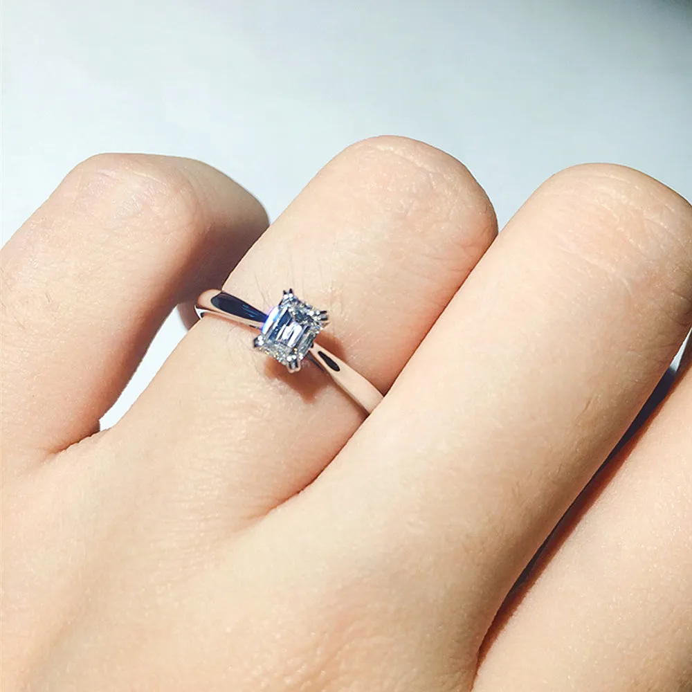 Emerald Cut Lab Grown Diamond Engagement Ring