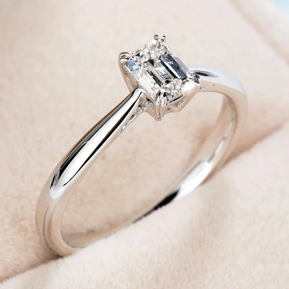Emerald Cut Lab Grown Diamond Engagement Ring