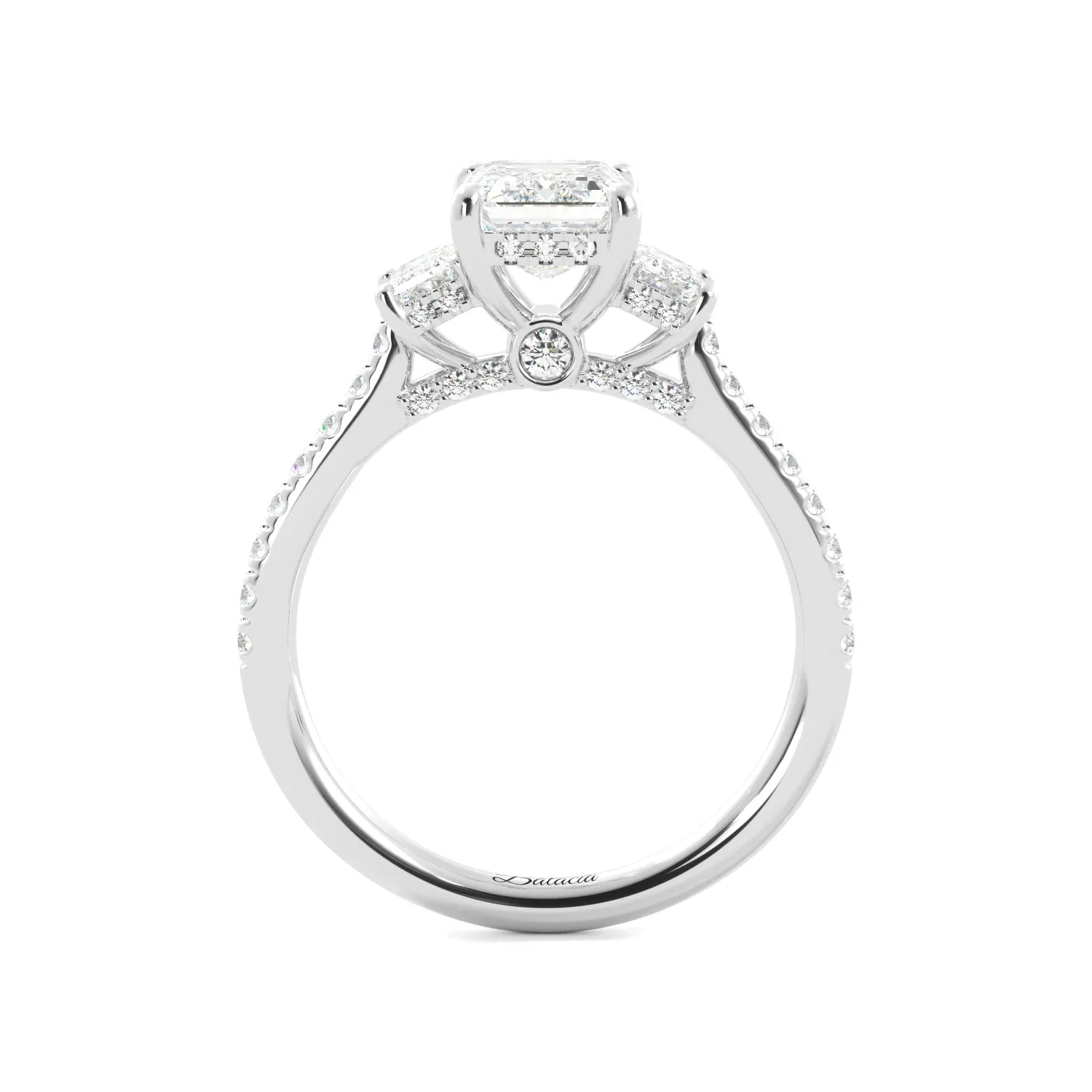 Emerald Cut Three Stone Diamond Engagement Ring