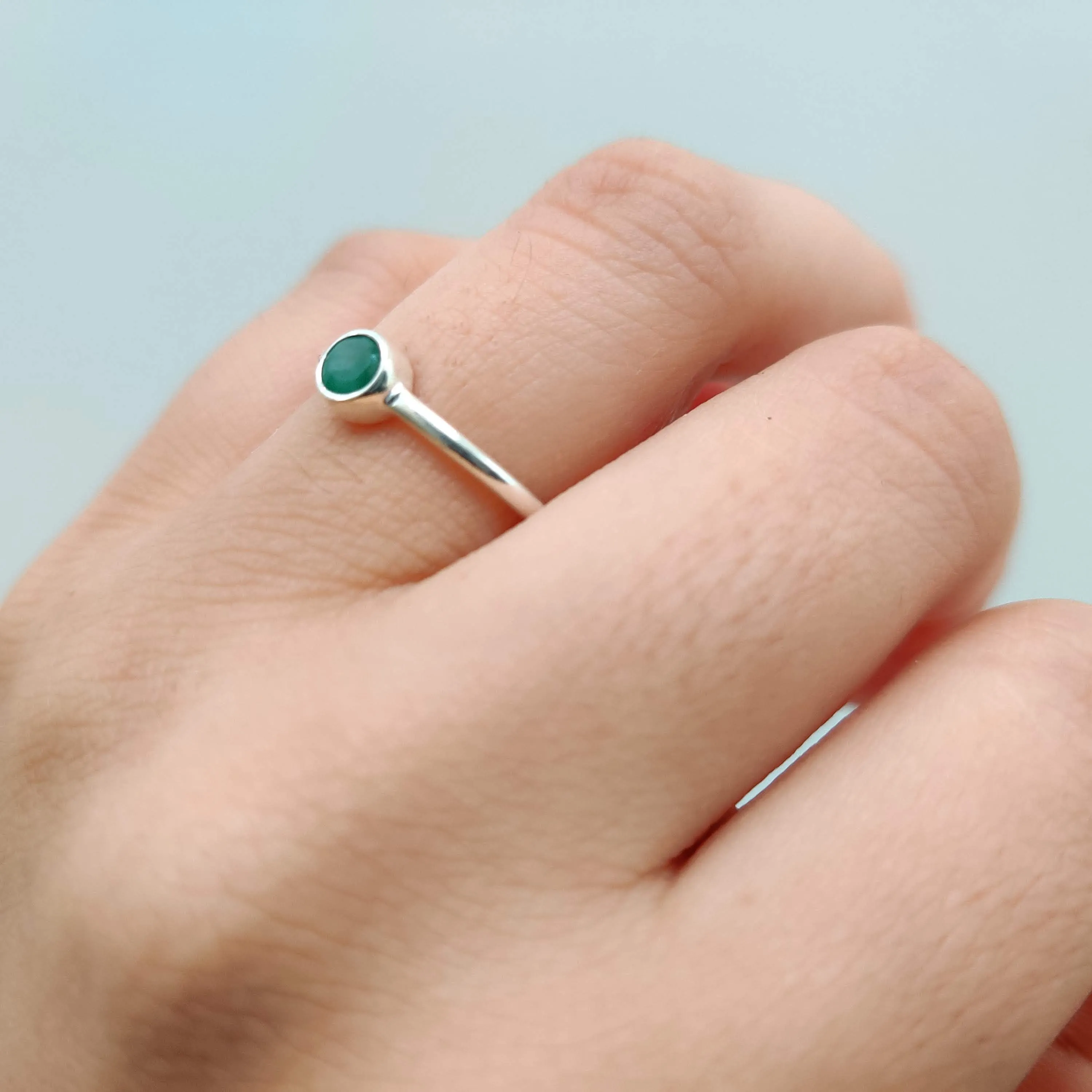 Emerald Delicate 925 Sterling Silver Ring