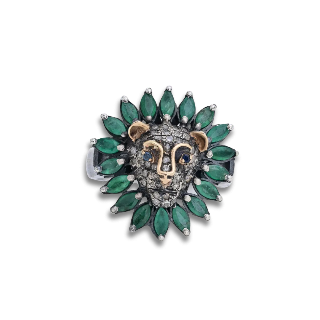 Emerald Lion Ring