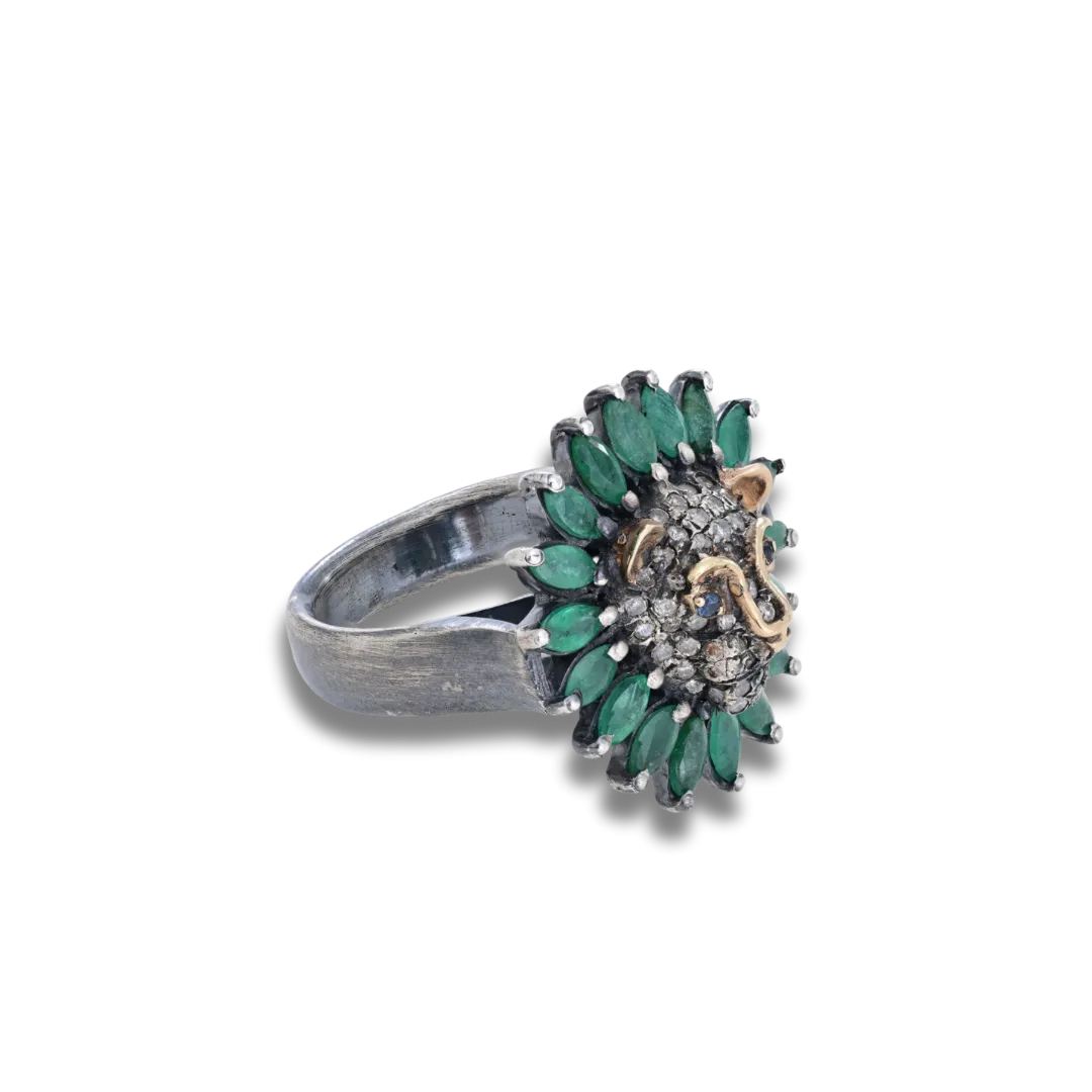 Emerald Lion Ring