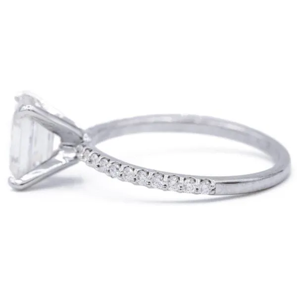 Emerald Moissanite 4 Prongs Diamond Accent Ice Solitaire Ring
