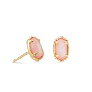 Emilie Gold Stud Earrings In Rose Mother Of Pearl