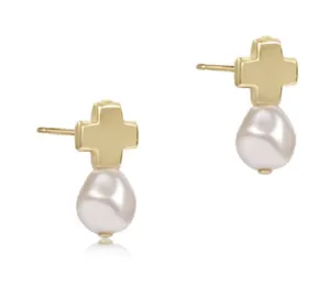 Enewton - Signature Cross Gold Stud - Pearl