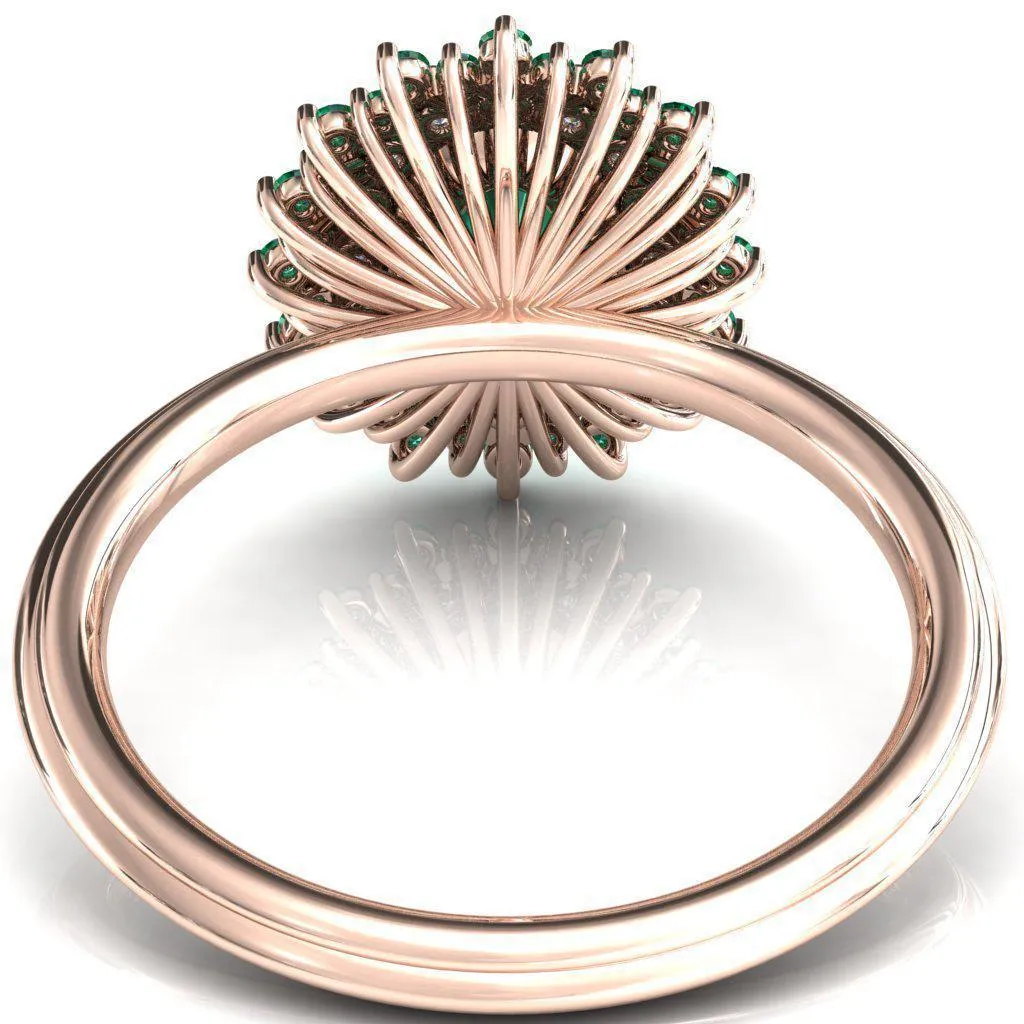 Eridanus Oval Emerald Cluster Diamond and Emerald Halo Wedding Ring ver.2