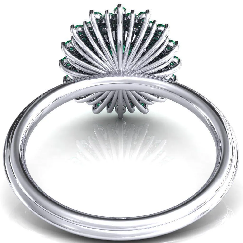 Eridanus Oval Emerald Cluster Diamond and Emerald Halo Wedding Ring ver.2