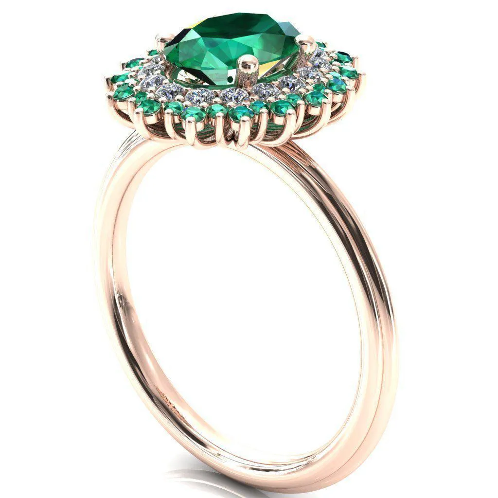 Eridanus Oval Emerald Cluster Diamond and Emerald Halo Wedding Ring ver.2