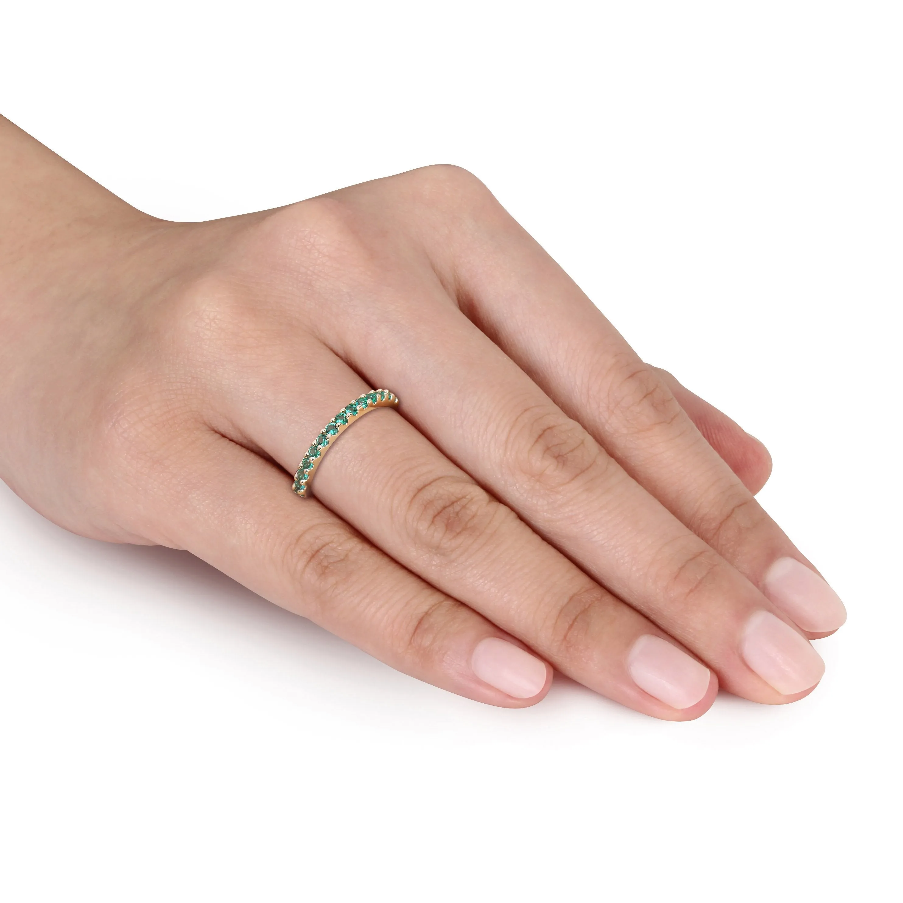 Eternity Ring 10K Yellow Gold Emerald 4/5 CT