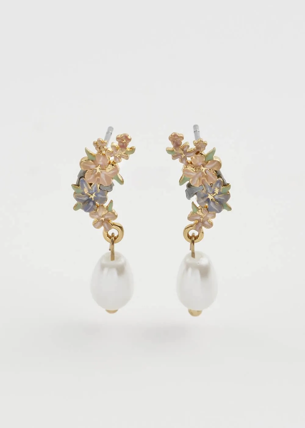 Fable England Hibiscus & Pearl Earrings
