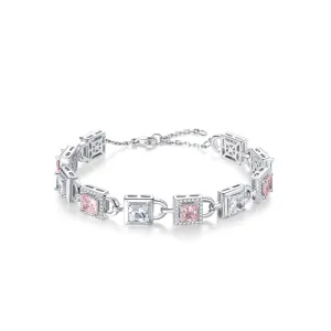 FANCIME "Pink Vow" Lock Link Tennis Sterling Silver Bracelet