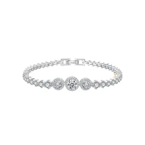 FANCIME "Spotlight" Halo Setting Sterling Silver Bracelet