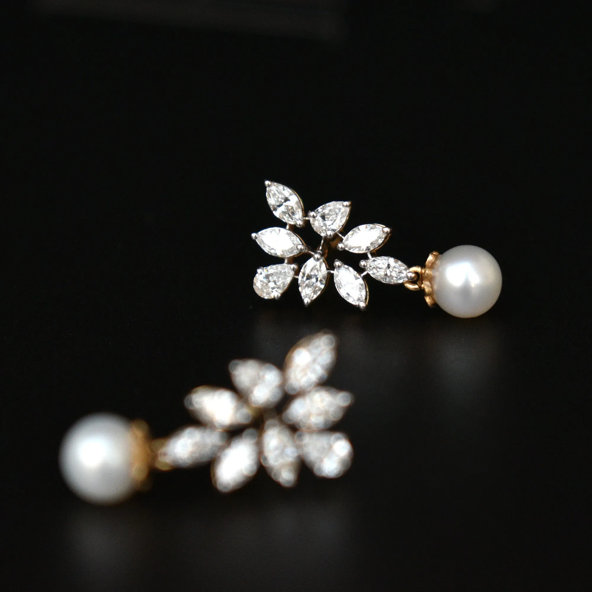 Fancy Cuts Diamond Cluster Earrings