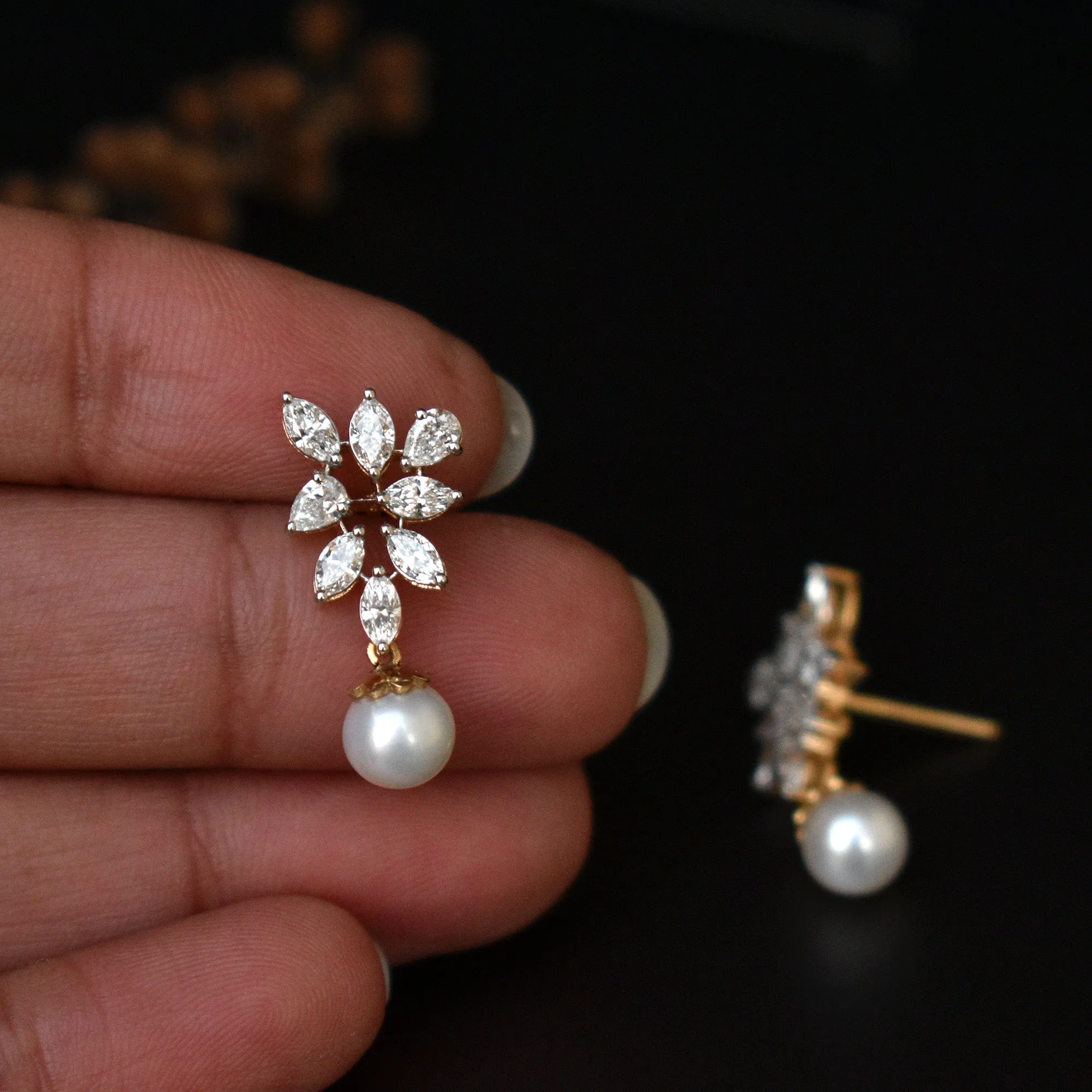 Fancy Cuts Diamond Cluster Earrings
