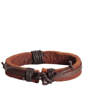 Fashion Men Genuine Leather Bracelet Brown