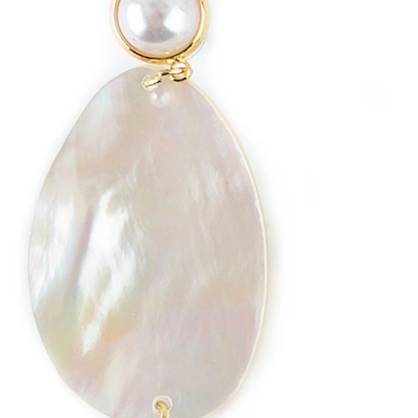 FAUX PEARL STUD AND MOTHER OF PEARL DROP EARRINGS WITH FRESH WATER PEARL ACCENTS