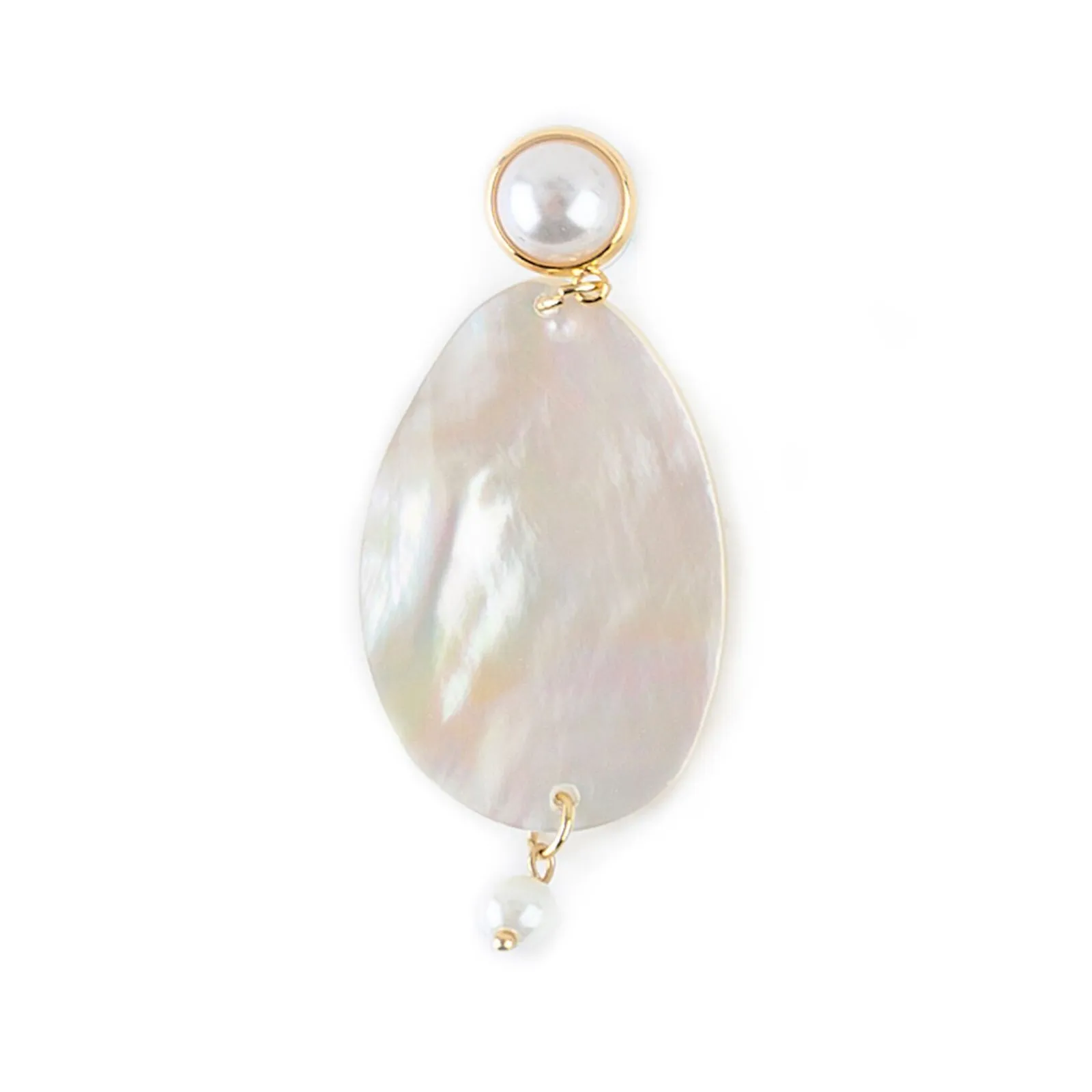 FAUX PEARL STUD AND MOTHER OF PEARL DROP EARRINGS WITH FRESH WATER PEARL ACCENTS