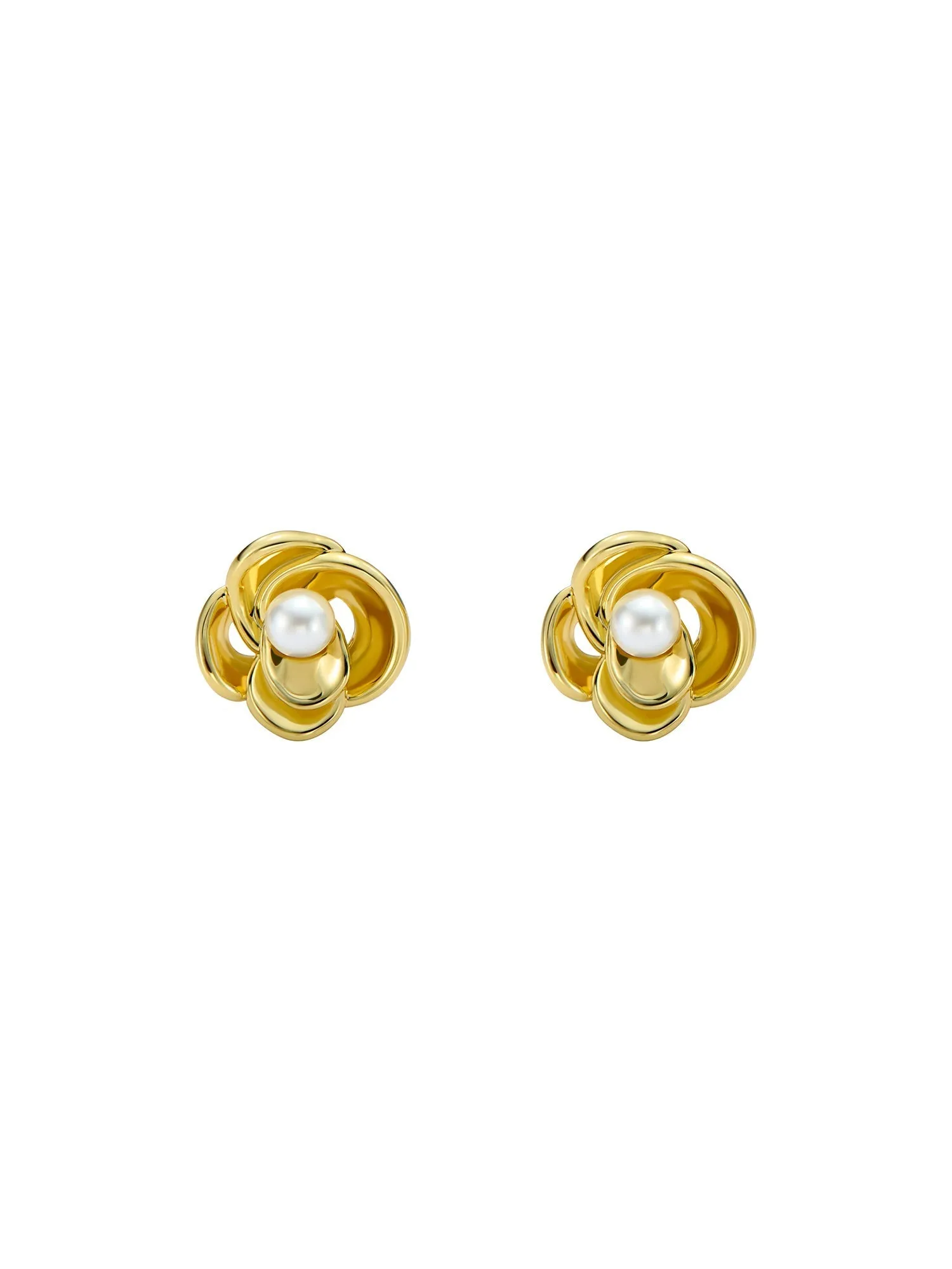 Flo Pearl Flower Stud Earring Gold