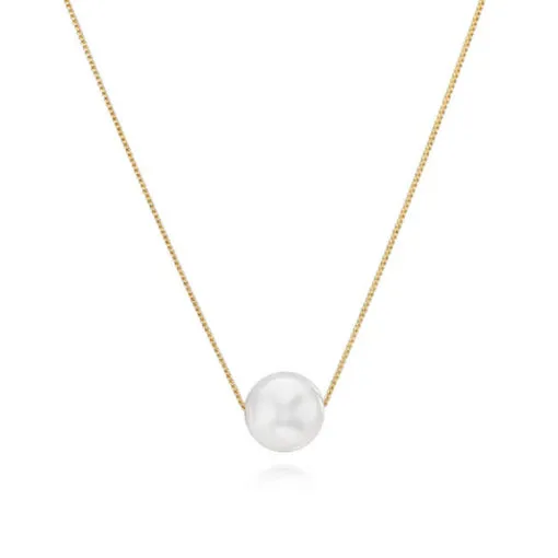 Floating White Pearl Blessing Necklace In Gold-Filled