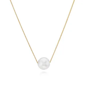 Floating White Pearl Blessing Necklace In Gold-Filled