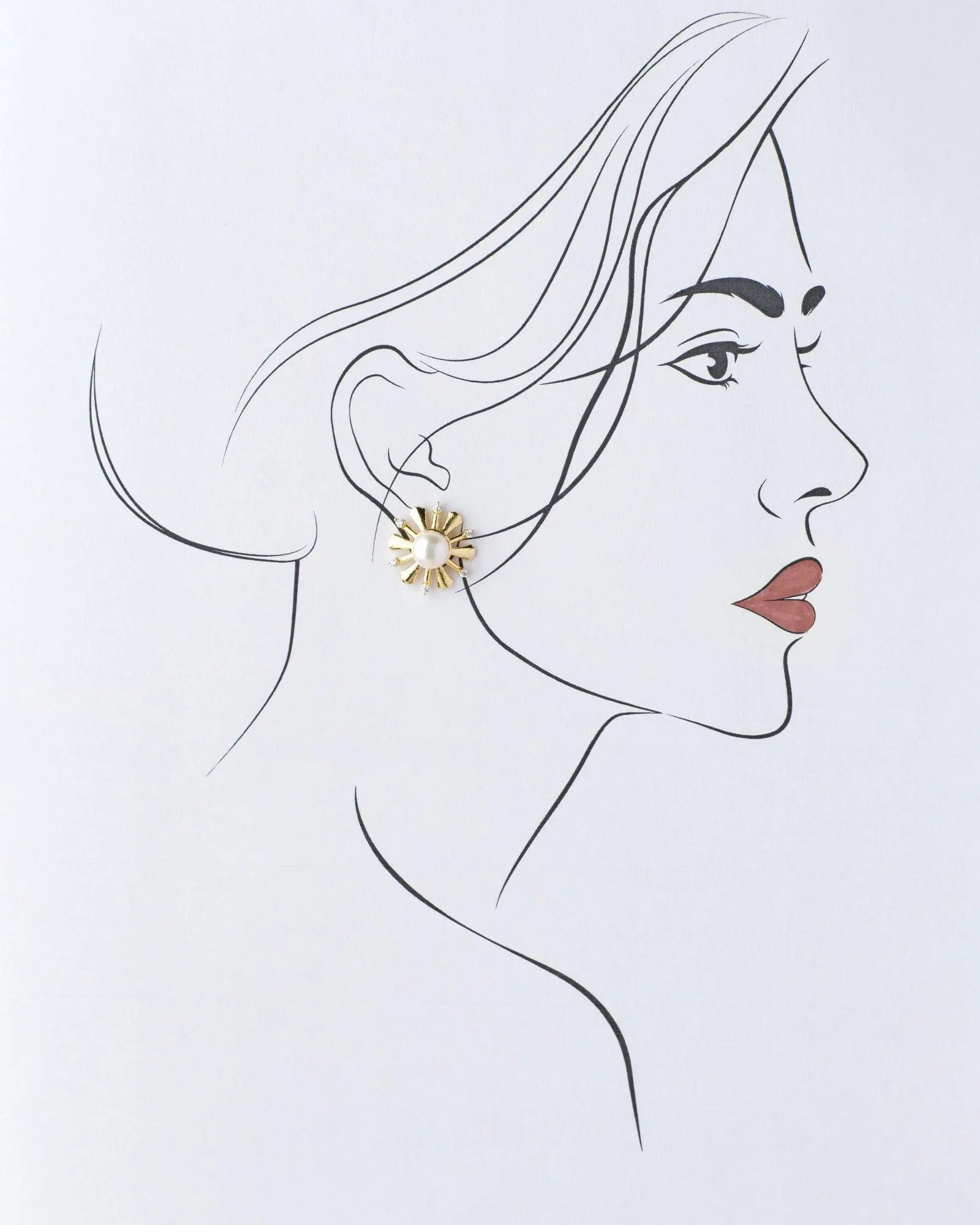 Floral Pearl Stud Earring