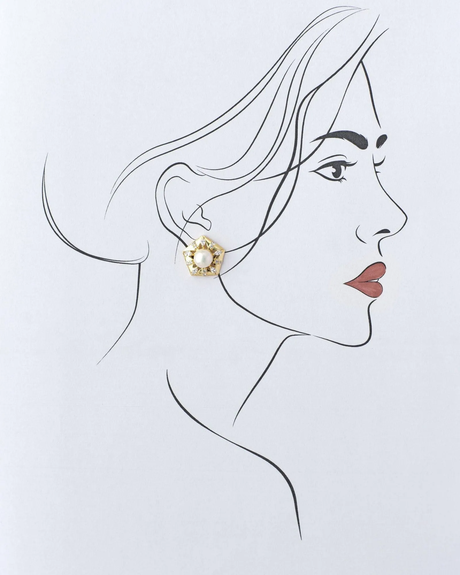 Floral Pearl Stud Earring