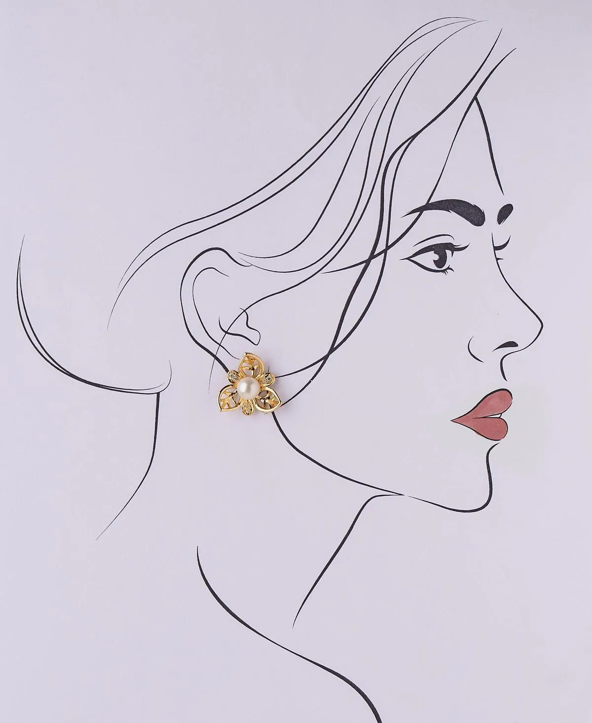 Floral Pearl Stud Earring