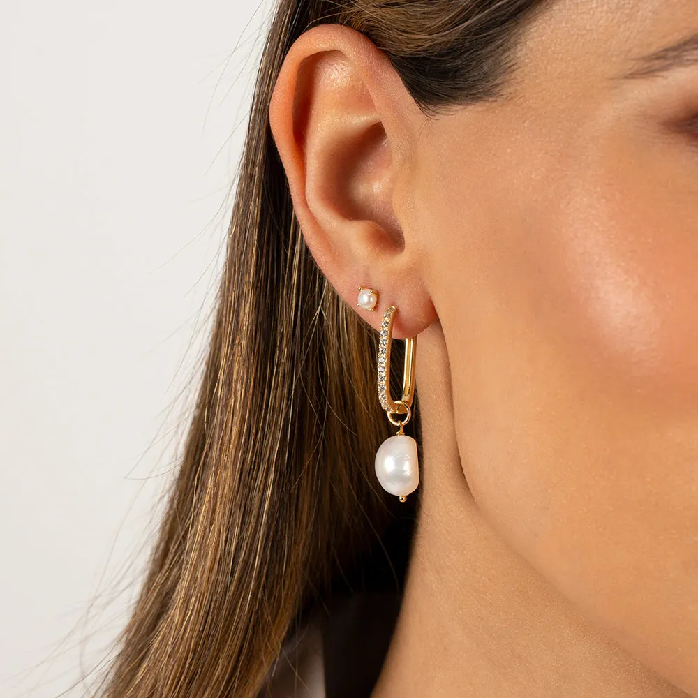 Four Prong Pearl Stud Earring