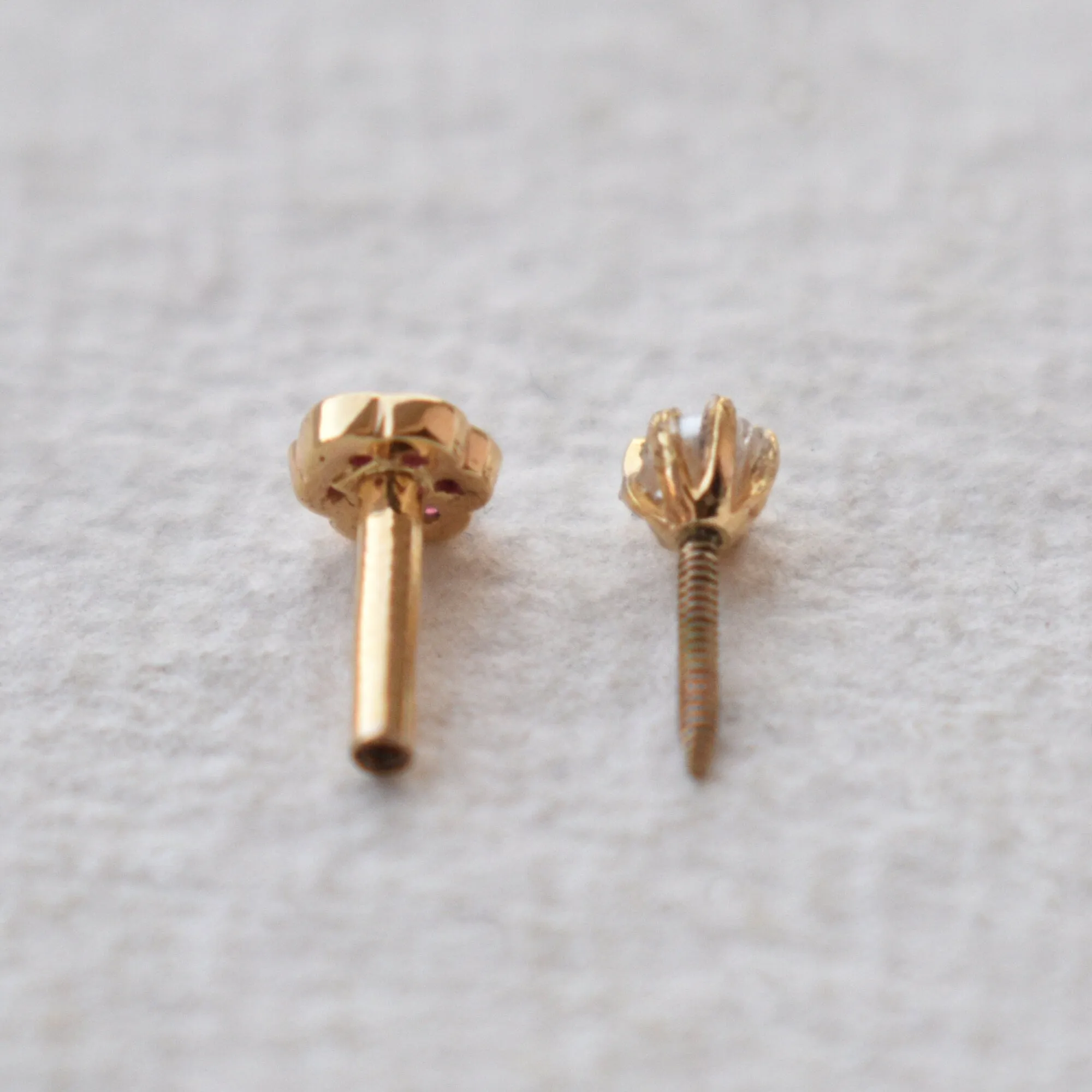 Freshwater Pearl & Natural Gemstone Double Sided Stud, 14K