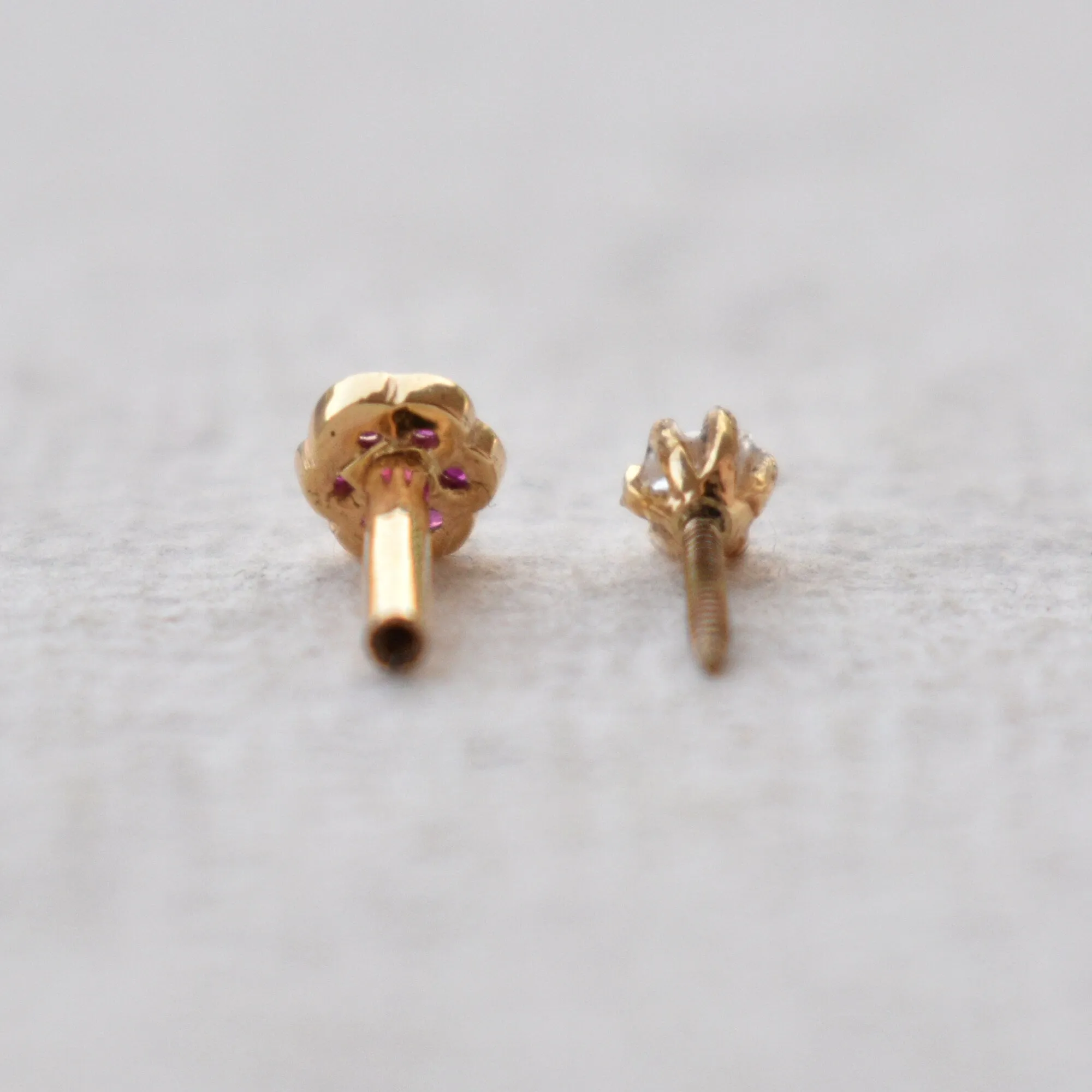 Freshwater Pearl & Natural Gemstone Double Sided Stud, 14K