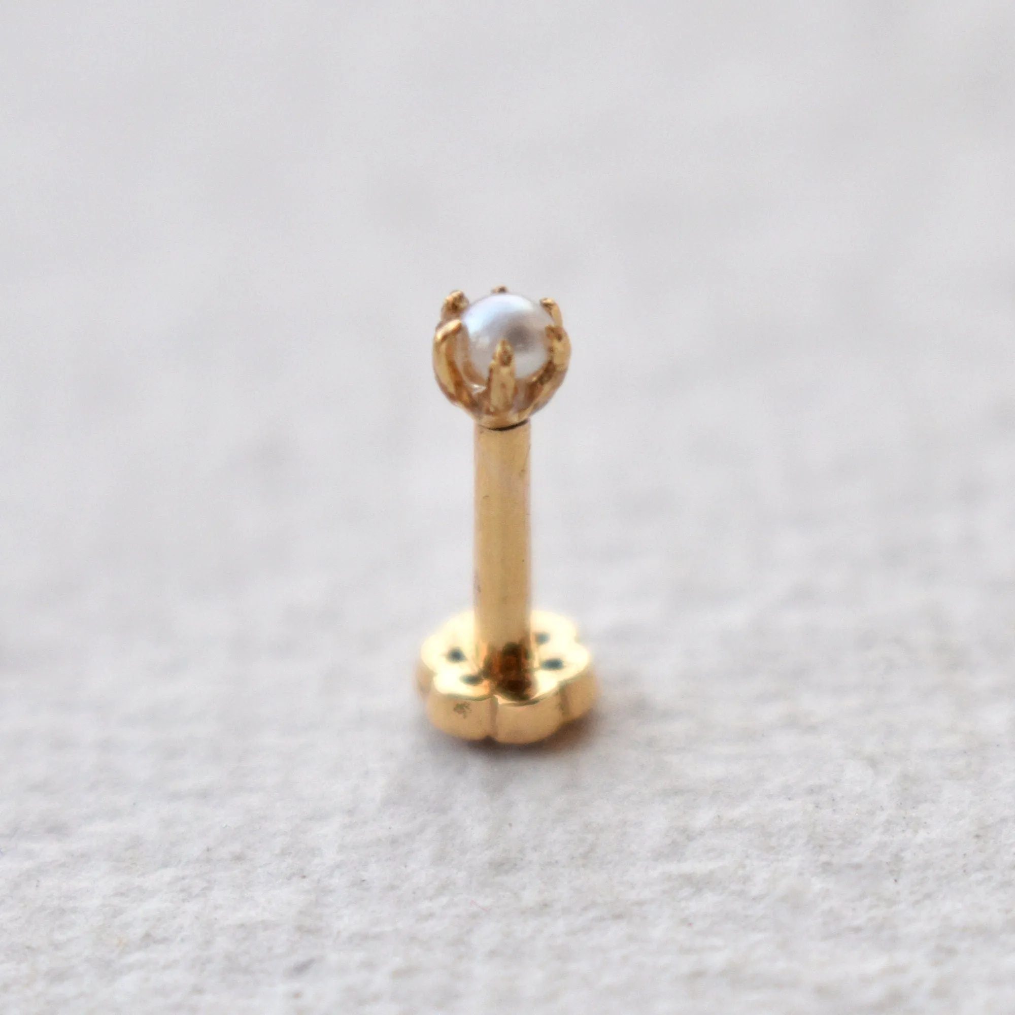 Freshwater Pearl & Natural Gemstone Double Sided Stud, 14K