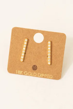 Full Rhinestone Straight Bar Stud Earring (Assorted)