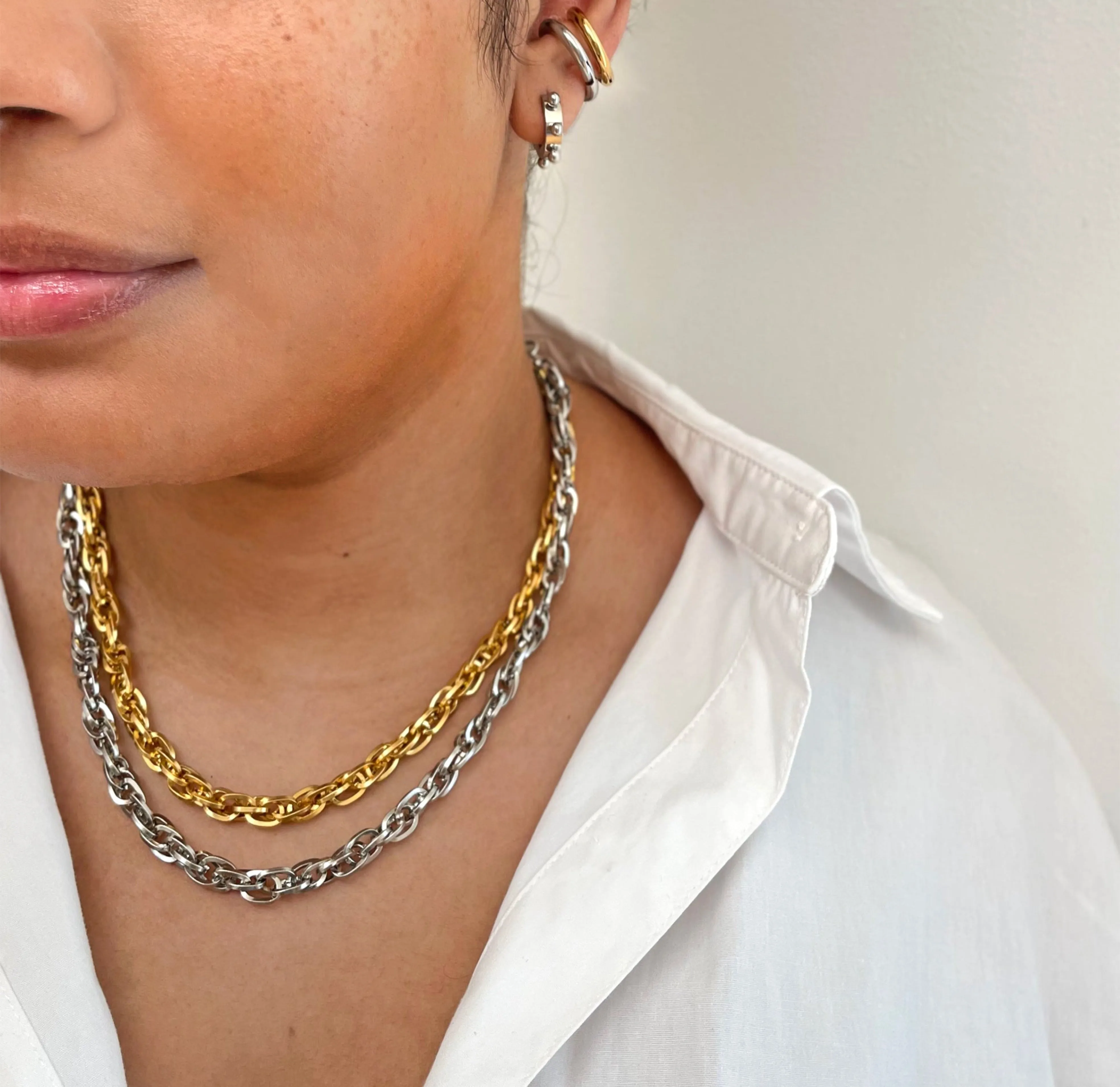 GEMMA SILVER ROPE CHAIN NECKLACE