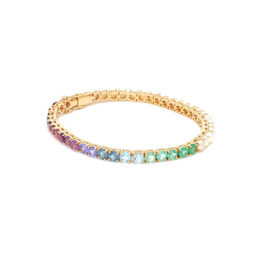 Gemstone & Pearl 50/50 Tennis Bracelet