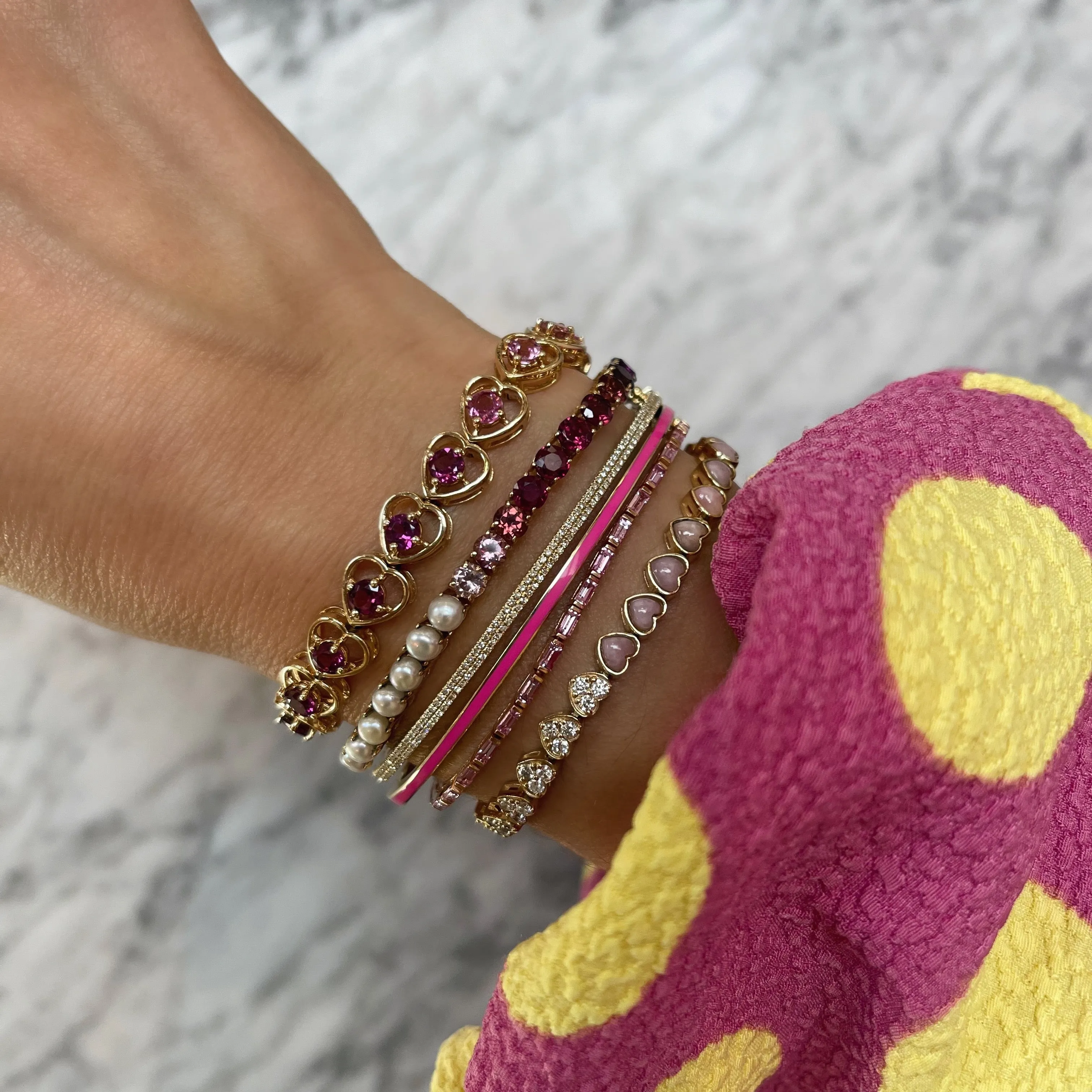 Gemstone & Pearl 50/50 Tennis Bracelet