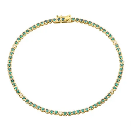 GEMSTONE AND DIAMOND TENNIS BRACELET